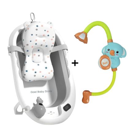 Pack Tina Bañera Plegable  y Ducha Portátíl Koala para Bebés