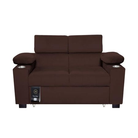 Sofá Cama Baltimore con Porta Vasos y Bolsillo 1.5 plz - Chocolate