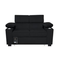 Sofá Cama Baltimore con Porta Vasos y Bolsillo 1.5 plz - Negro