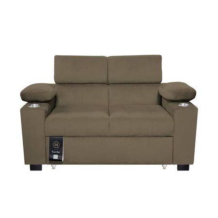 Sofá Cama Baltimore con Porta Vasos y Bolsillo 1.5 plz - Beige Oscuro