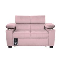 Sofá Cama Baltimore con Porta Vasos y Bolsillo 2 plz - Rosado