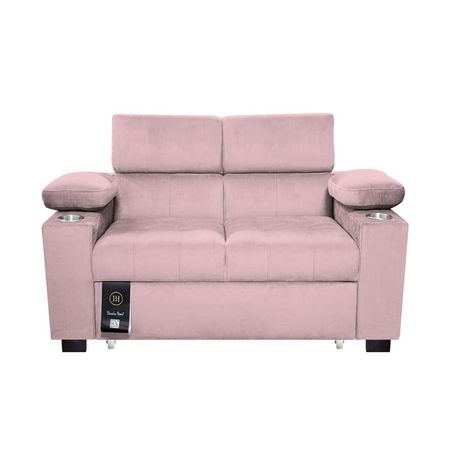 Sofá Cama Baltimore con Porta Vasos y Bolsillo 2 plz - Rosado