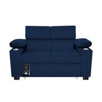 Sofá Cama Baltimore con Porta Vasos y Bolsillo 1.5 plz - Azul Marino