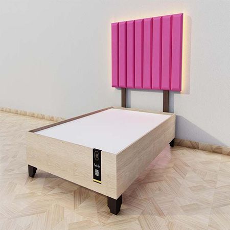 Dormitorio Enns + Cabecera Led Córdoba 2 plz - Fucsia y Damasco