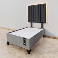 Dormitorio Enns + Cabecera Led Córdoba 1.5 plz - Negro y Gris Grafito