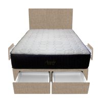 Dormitorio Pocket Vip + 4 Cajones 2 Plz + Cabecera - Beige Claro