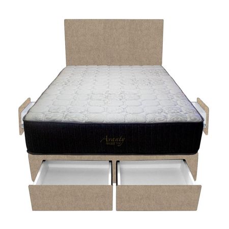 Dormitorio Pocket Vip + 4 Cajones 2 Plz + Cabecera - Beige Claro