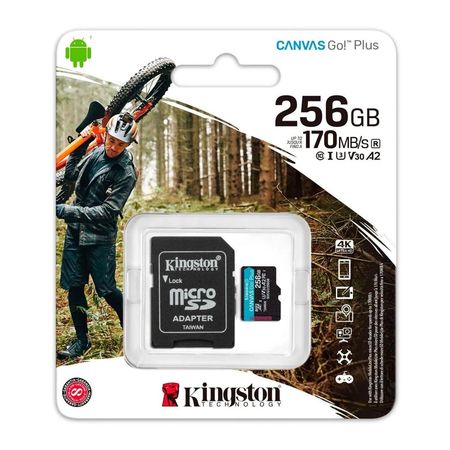 Memoria Micro SD Kingston Canvas Go Plus 256GB CAdaptador 170Mbs