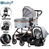 Coche Cuna Moisés de Lujo «COMFORT» Con Porta Bebé Gris