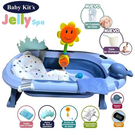 Tina Bañera Plegable JELLY SPA Con Termómetro Azul