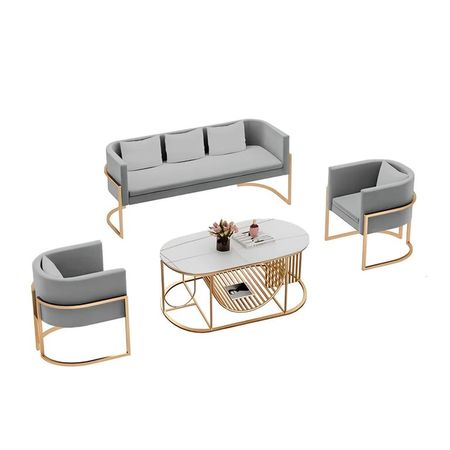 Juego de sala 3 1 1 Luxury Ohrid + Mesa de centro - Gris claro