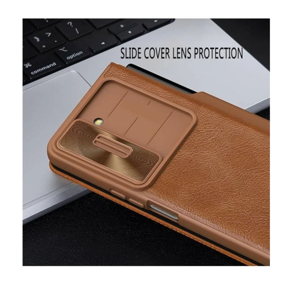 Case Nillkin Qin Pro Leather para Samsung ZFOLD 5 Camel