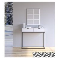 Consola Industrial Scott color Blanco/Negro 2 cajones base Metalica TU MESITA