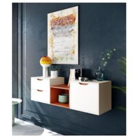 Consola Flotante 3 Modulos Piscis color Blanco/Arcilla 2 cajones 1 puerta TU MESITA