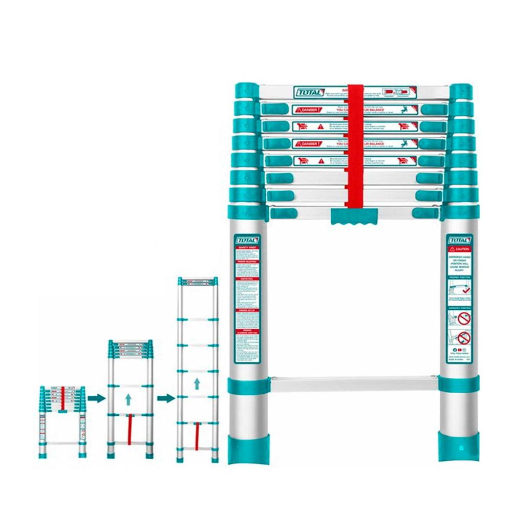 Escalera Telescópica 8 Pasos Peldaños Total Aluminio - Thlad08081