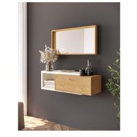 Moderna Consola Flotante Ibis 1 puerta color Blanco/Natural TU MESITA