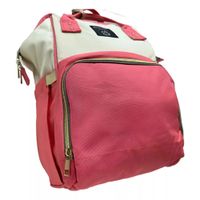 MOCHILA PAÑALERA PARA BEBES MULTIFUNCIONAL -CORAL / CREMA