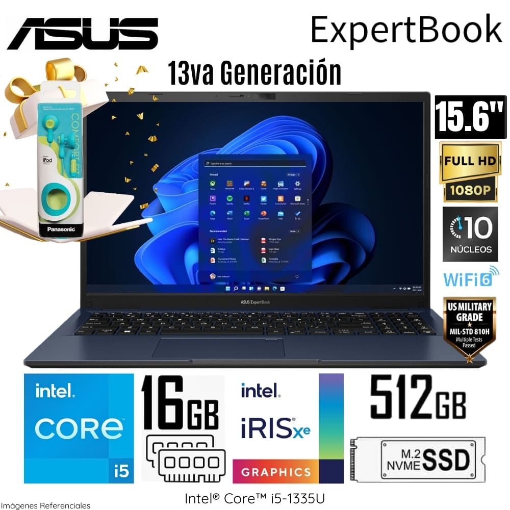 Laptop Asus Experbook Intel Core i5-1335U 16GB RAM 512GB SSD 15.6"" FHD Win 11 - B1502CVA-NJ3457