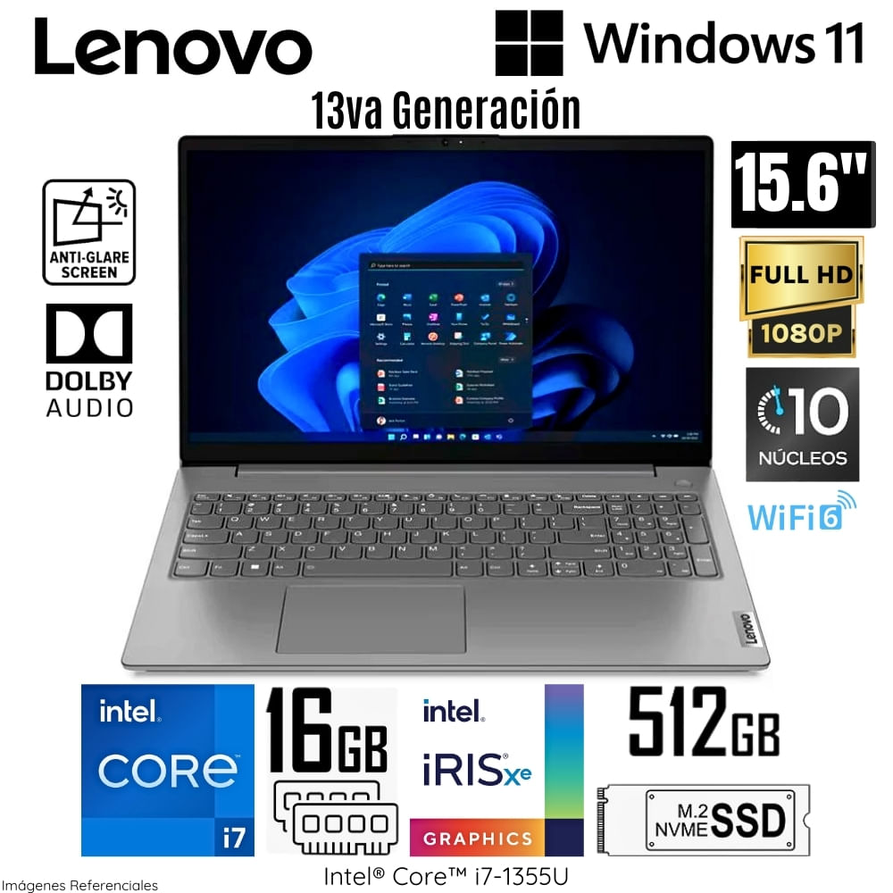 Laptop Lenovo V15 G4 IRU Intel Core i7-1355U 16GB RAM 512GB SSD 15.6"" FHD Win11 - 83A100ERLM