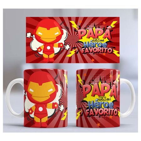 Taza de Loza 11oz Día Del Padre Heroe Iron Man 38