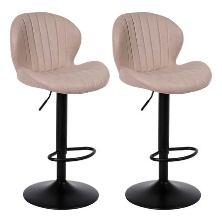 Set x 2 Banco de Bar Lounge con Respaldo y Reposapiés Beige