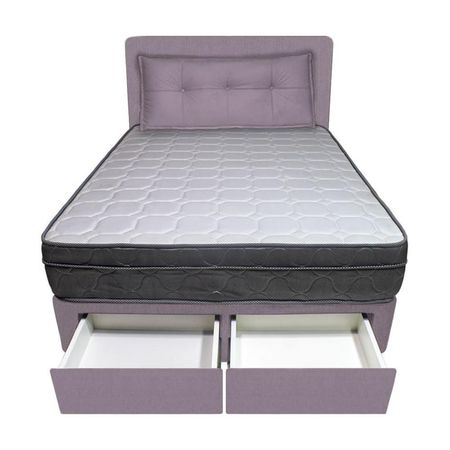 Dormitorio Turin + 2 Cajones 1.5 Plz + Cabecera + Cojin - Lila