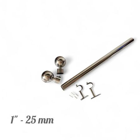 SET PARA CORTINA CON BOLA INOX 2.00 MTS DE 1