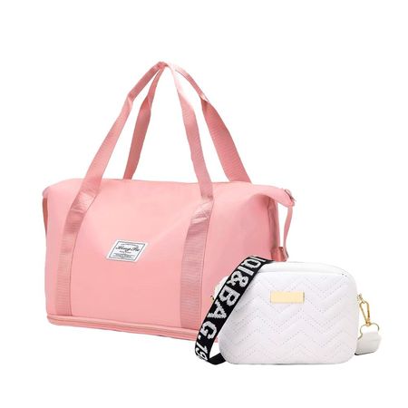 Bolsas Expandibles Viaje 2 en 1 Durazno + Cartera Blanca