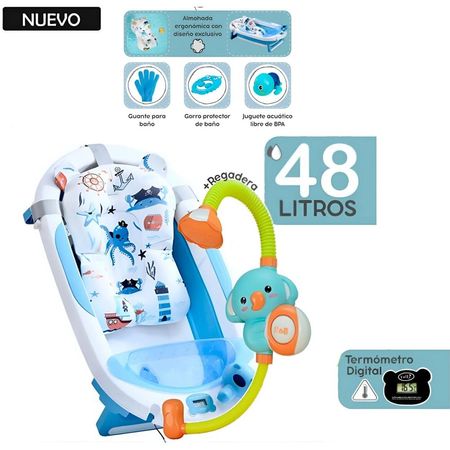 Bañera plegable Nemo con Termómetro Azul