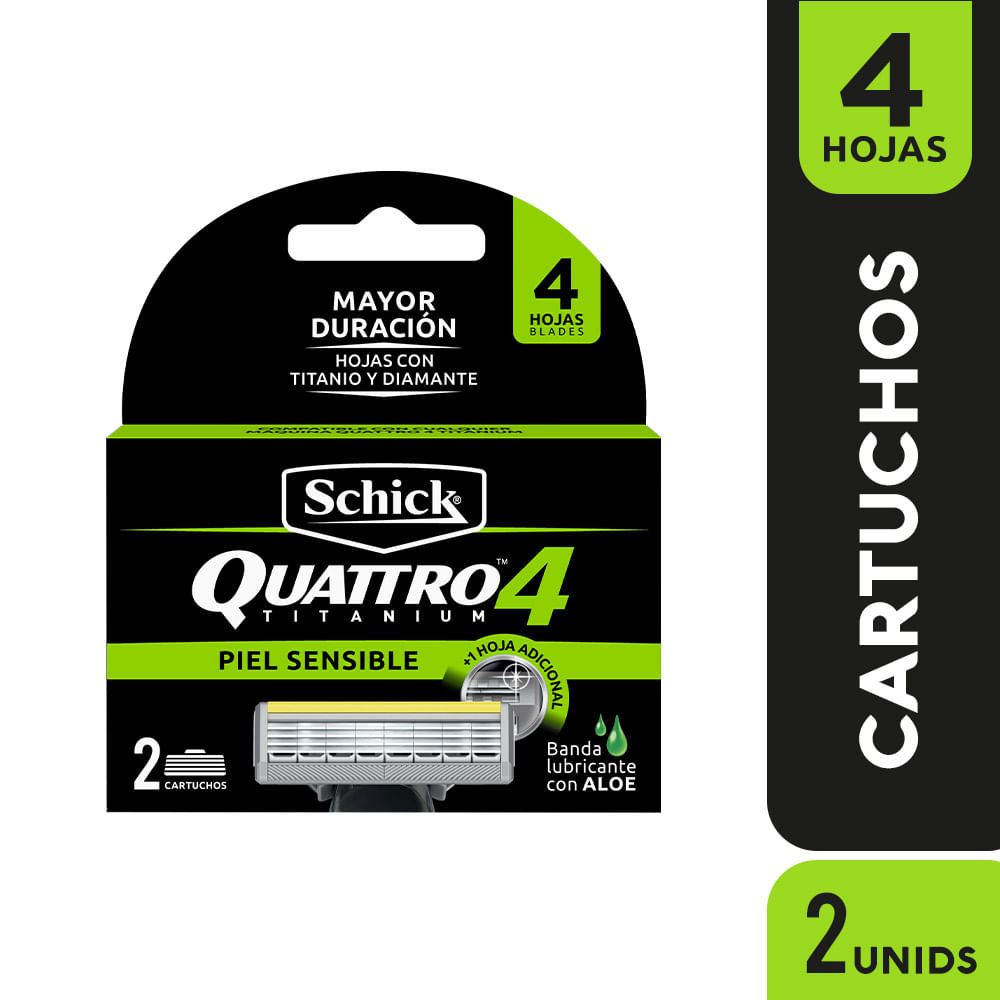 Repuestos para Máquina de Afeitar SCHICK Quattro Titanium 4 Caja 2un