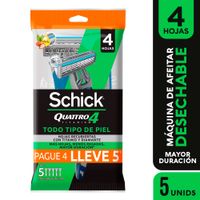 Máquina de Afeitar SCHICK Quattro Titanium Paquete 5un