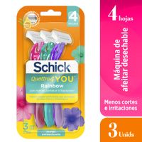 Máquina de Afeitar SCHICK Quattro You Rainbow Paquete 3un
