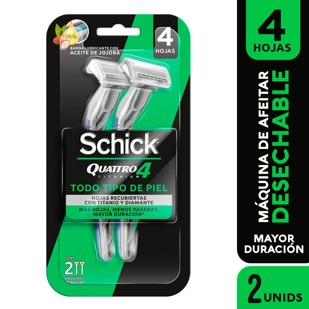 Máquina de Afeitar Desechable SCHICK Quattro Titanium Paquete 2un