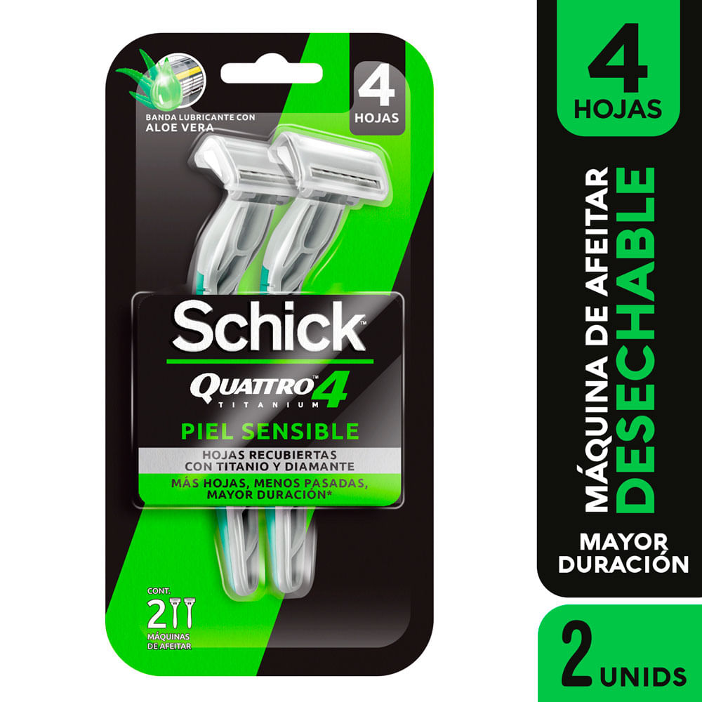 Máquina de Afeitar SCHICK Quattro Titanium 4 Paquete 2un