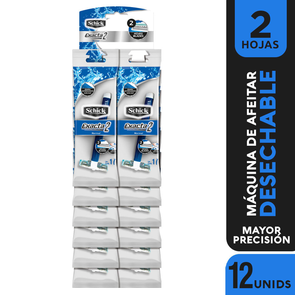 Máquina de Afeitar Desechable SHICK Exacta 2 Tira 12un