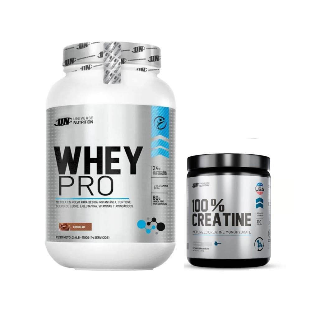 PROTEÍNA WHEY PRO 1.1 KG CHOCOLATE + CREATINA UNIVERSAL NUTRITION