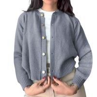 Chompa Mujer Hilo Botones Mlarga Melody 359G-24 Color Gris