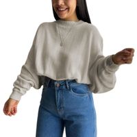 Sueter Mujer Hilo Cerada Mlarga 359G-25 Color Hueso