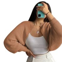 Sueter Mujer Hilo Mlarga Abierto 359G-21 Color Camello