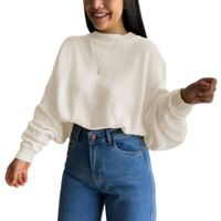 Sueter Mujer Hilo Cerada Mlarga 359G-25 Color Perla