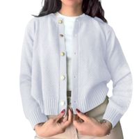 Chompa Mujer Hilo Botones Mlarga Melody 359G-24 Color Blanco