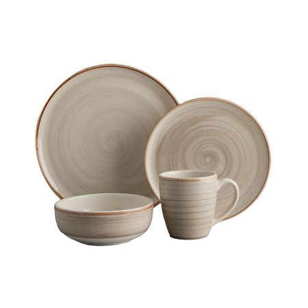 Juego de Vajilla Corona Caoba Gris 16 piezas