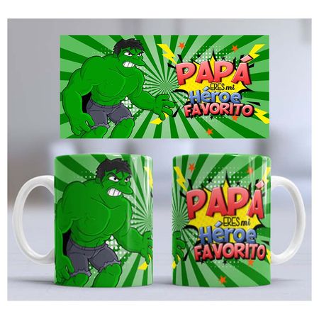 Taza de Loza 11oz Día Del Padre Heroe Hulk 47