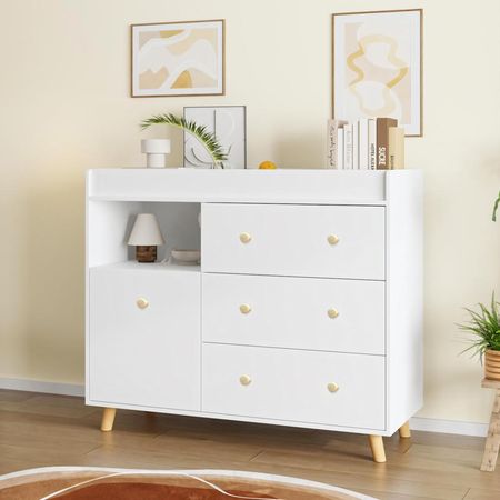 Cómoda Cambiador Para Bebé Siena 4 Cajones Blanco 100 cm Huk