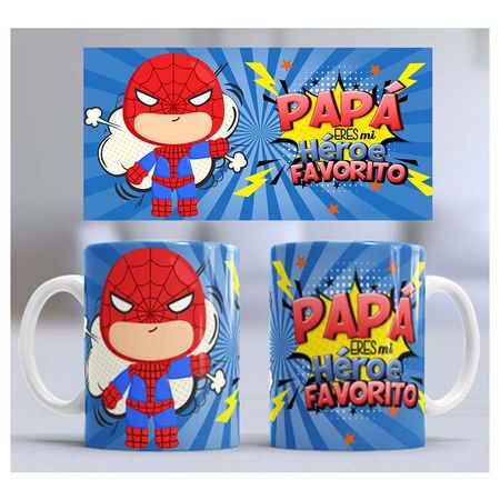 Taza de Loza Grande 15oz Día Del Padre Heroe Spider Man 36