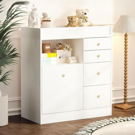 Cómoda Cambiador Para Bebé Nube 5 Cajones Blanco 120 cm Huk