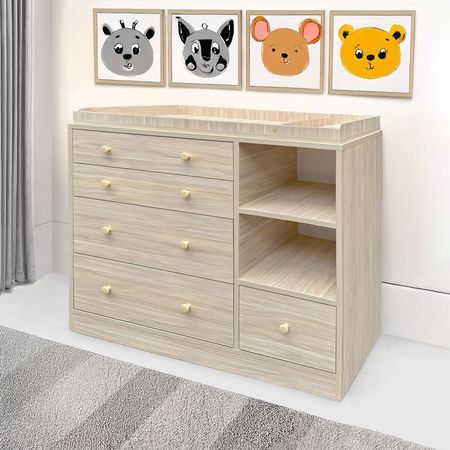 Cómoda Cambiador Para Bebé Amore 5 Cajones Manzano 100 cm Huk