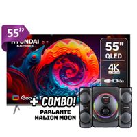 TELEVISOR HYUNDAI 55 QLED SMART TV GOOGLE TV 4K UHD HYLED5529QG + PARLANTES HALION MOON 2.1