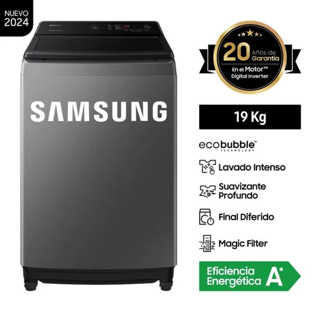 LAVADORA SAMSUNG ECOBUBBLE CARGA SUPERIOR 19KG WA19CG6441BDPE - GRIS