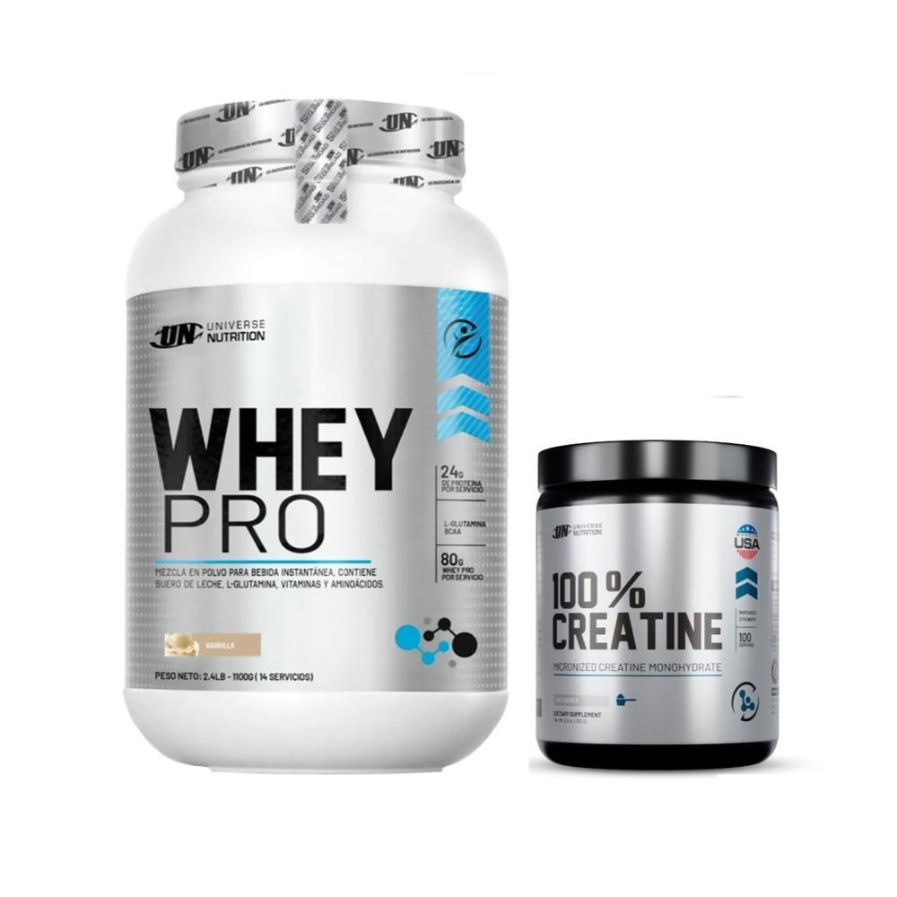 PROTEÍNA WHEY PRO 1.1 KG VAINILLA + CREATINA UNIVERSAL NUTRITION